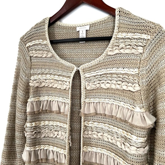 Chico's Textured Cardigan in Beige and Cream - Picture 2 of 6